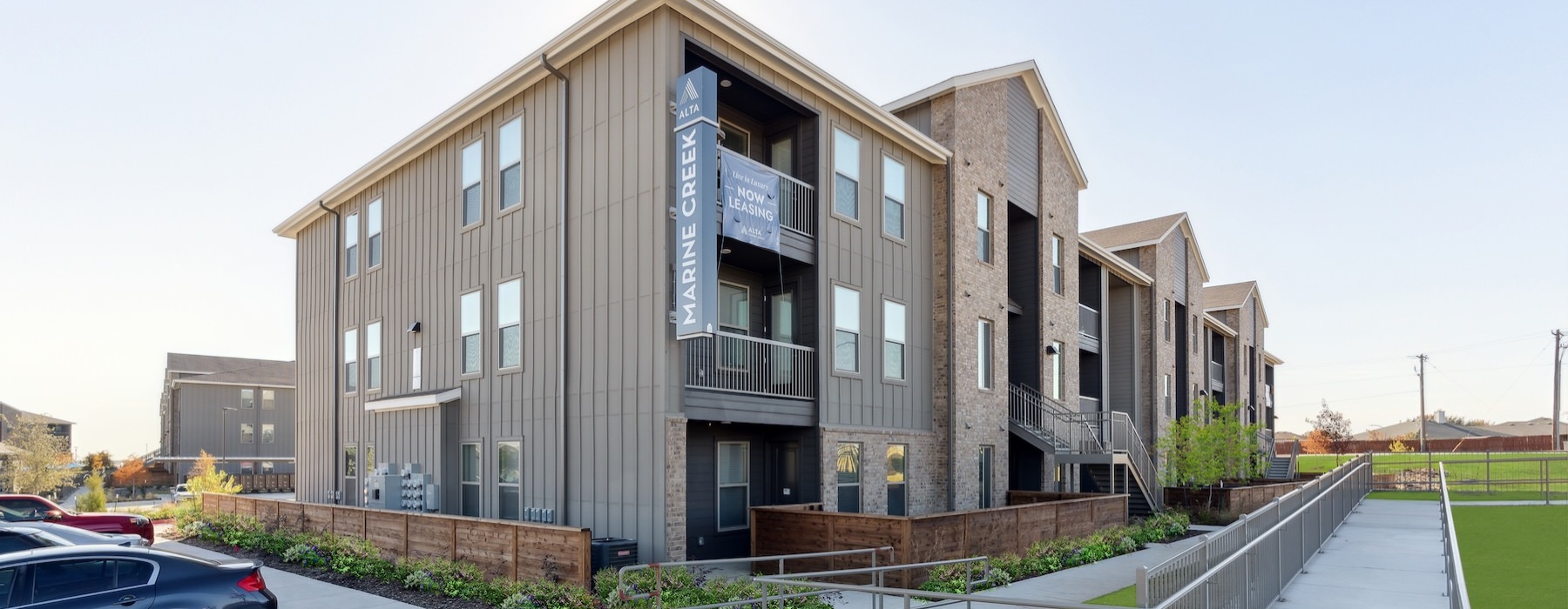 a building with a car parked in front
